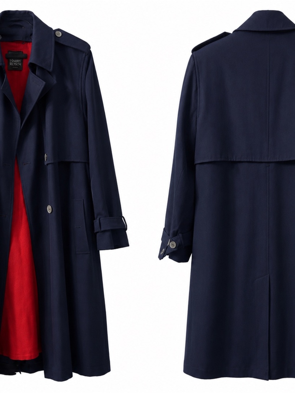 Men's Navy Trench Coat with Red Lining